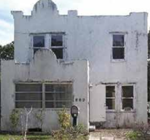 Before and after: This deteriorated home in Northwood Hills, a historic area of Palm Beach County, Fla., was purchased and renovated through the NCST's First Look program. Many of its original 1926 features were restored, and the home was then purchased by a first-time LMI home buyer. (Florida Minority Community Reinvestment Coalition)