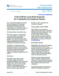 Community Affairs Fact Sheet: Federal Home Loan Bank Programs for Community Development Finance - February 2019