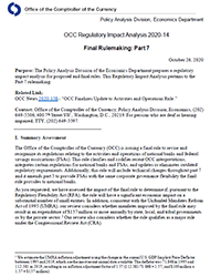 OCC Regulatory Impact Analysis 2020-14 – Final Rulemaking: Part 7